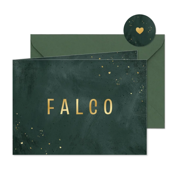 Modern geboortekaartje stoer groen betonlook trend goud