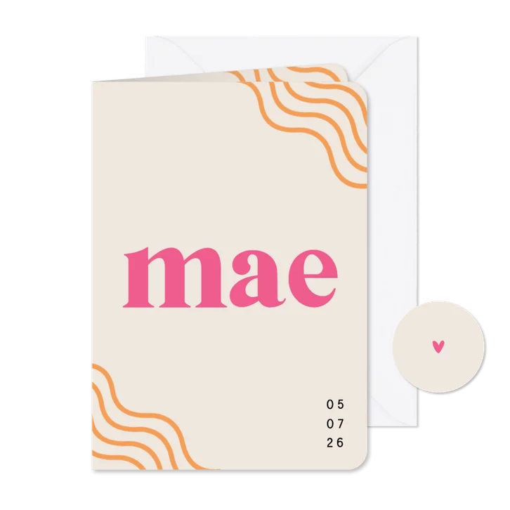 Modern geboortekaartje trendy kleurtjes met lijntjes