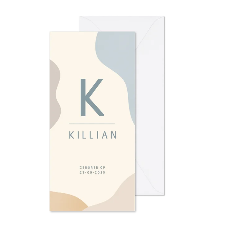 Modern typografisch geboortekaartje met initiaal