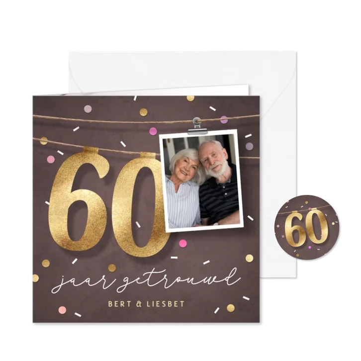 Moderne jubileum uitnodiging 60 jaar koort getal