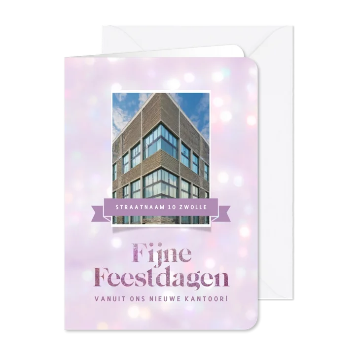 Moderne kerst- verhuiskaart met paars bokeh voor bedrijf