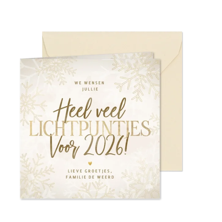Moderne nieuwjaarskaart heel veel lichtpuntjes voor 2026!