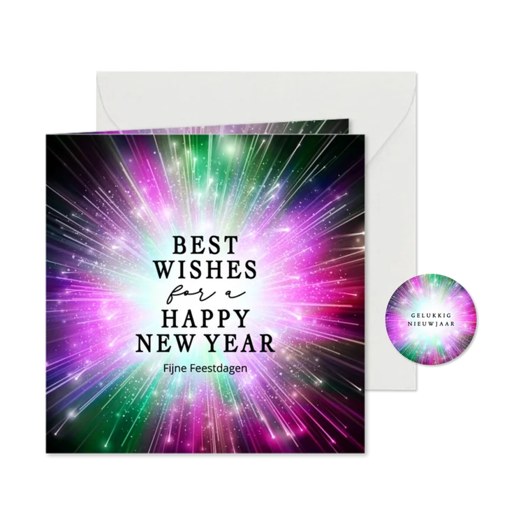 Moderne nieuwjaarskaart vuurwerk licht