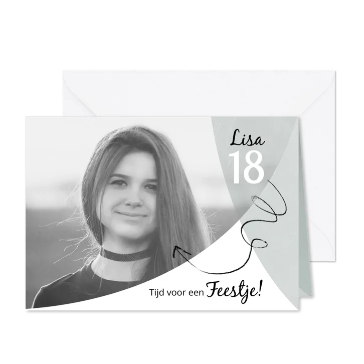 Moderne, stijlvolle en speelse uitnodiging met foto