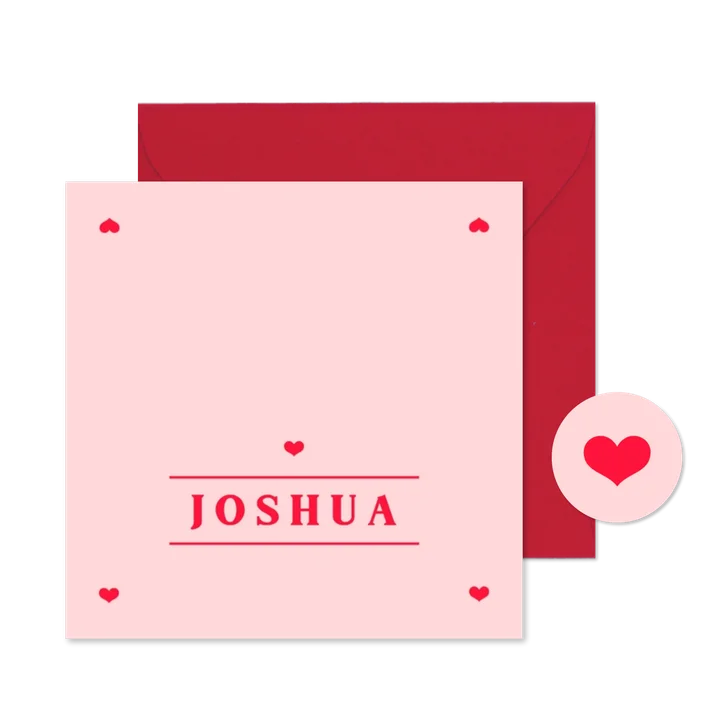 Naamkaartje hip modern romantisch roze rood