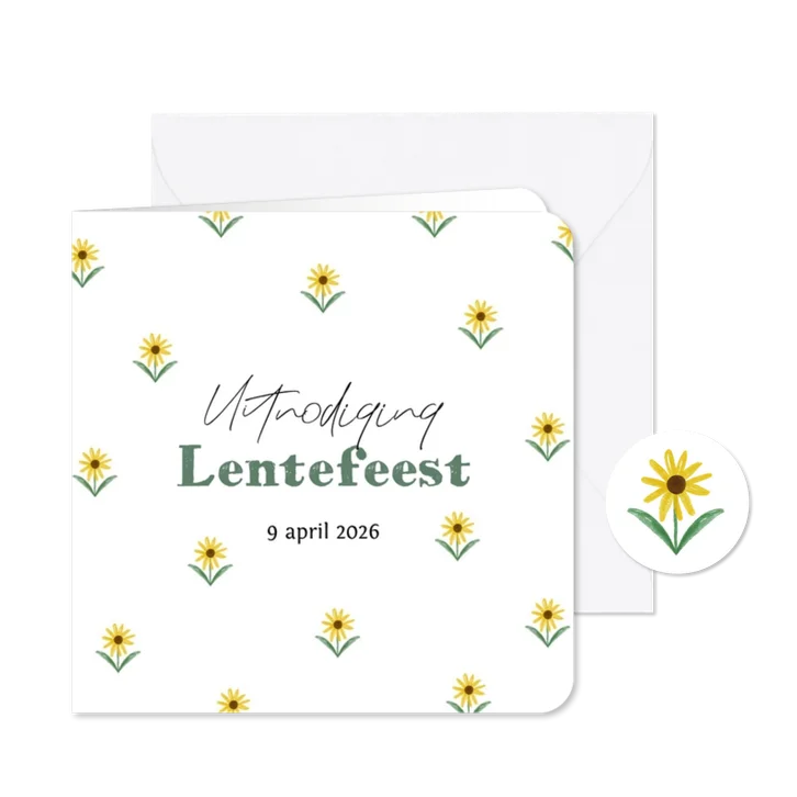 Neutrale uitnodiging lentefeest met bloemen