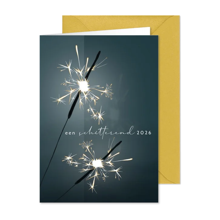 Nieuwjaarskaart 2025-2026, sterretjes vuurwerk sfeervol