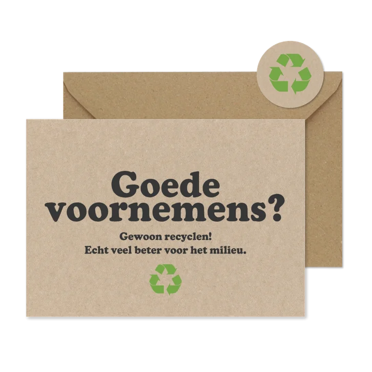 Nieuwjaarskaart 'Goede voornemens recyclen'