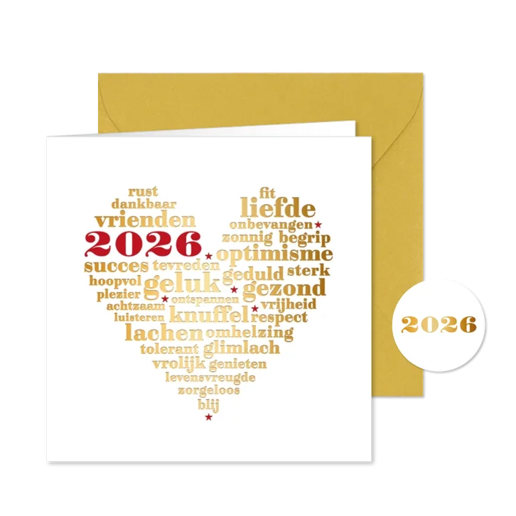 Nieuwjaarskaart hart van wensen