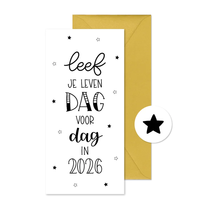 Nieuwjaarskaart leef je leven dag voor dag in 2026'