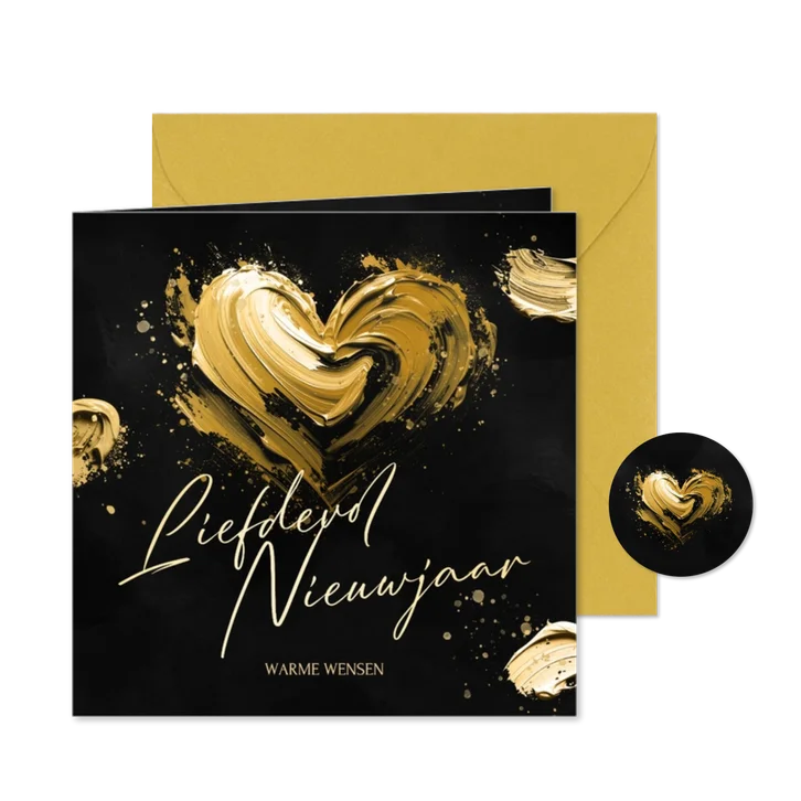 Nieuwjaarskaart met geschilderd hart liefdevol nieuwjaar