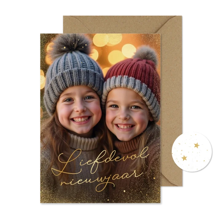 Nieuwjaarskaart met grote foto liefdevol nieuwjaar