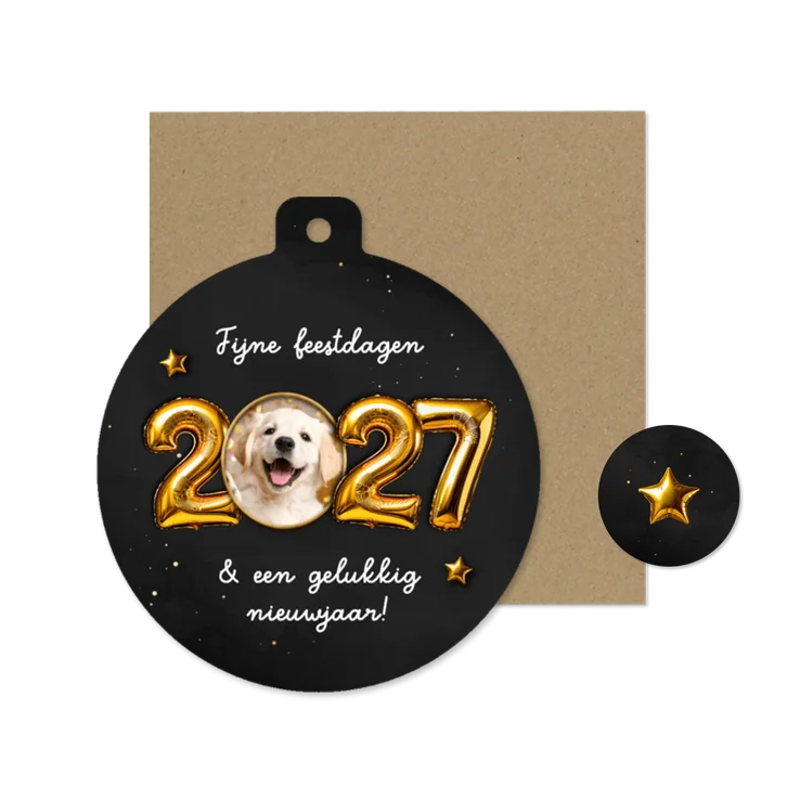 Nieuwjaarskaartje kerstbalvorm folieballon 2027 foto