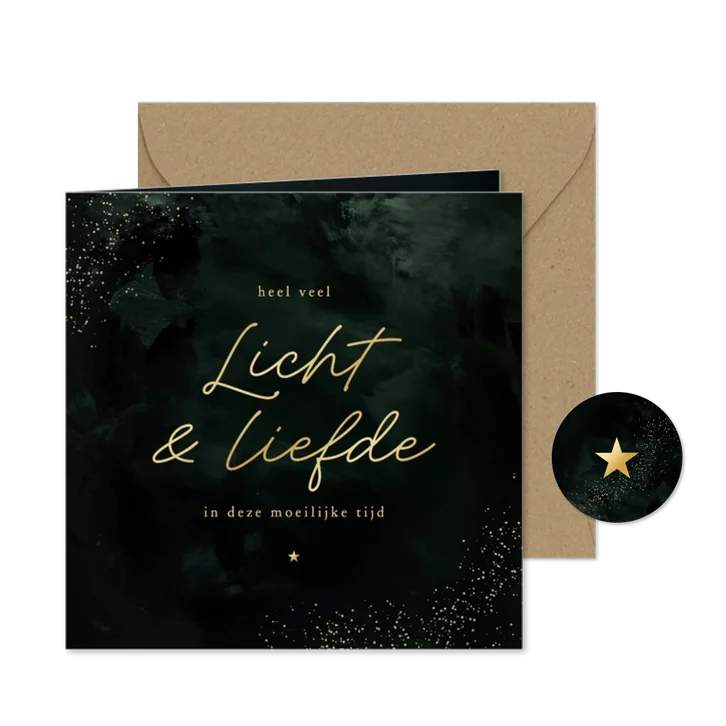 Nieuwjaarskaartje licht en liefde moeilijke tijd ster