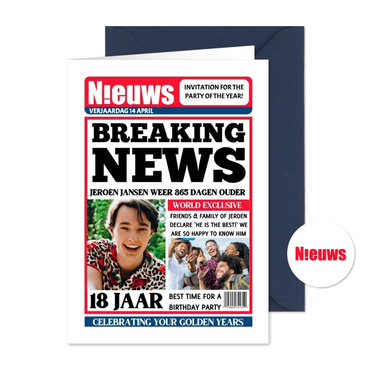 Nieuws tijdschrift uitnodiging 18 jaar