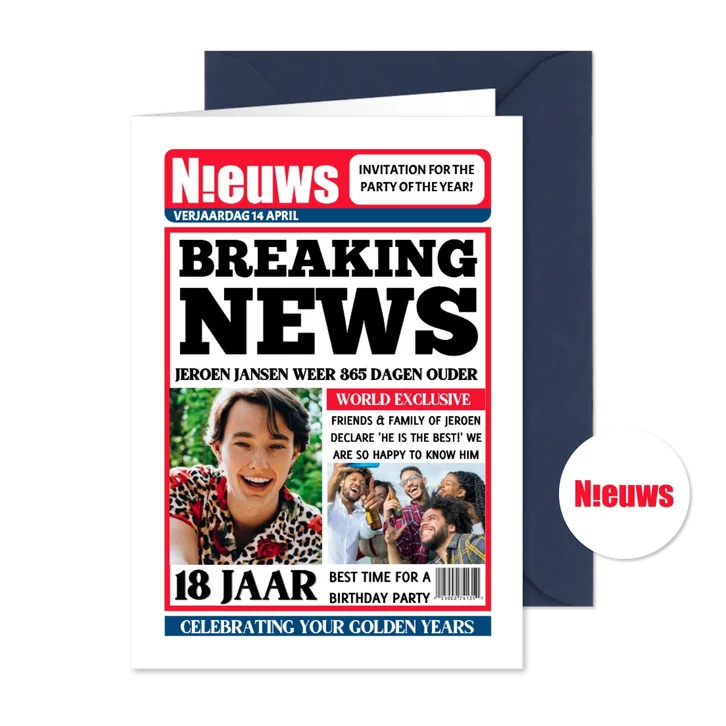 Nieuws tijdschrift uitnodiging 18 jaar