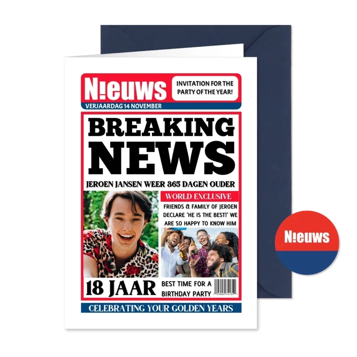 Nieuws tijdschrift uitnodiging 18 jaar