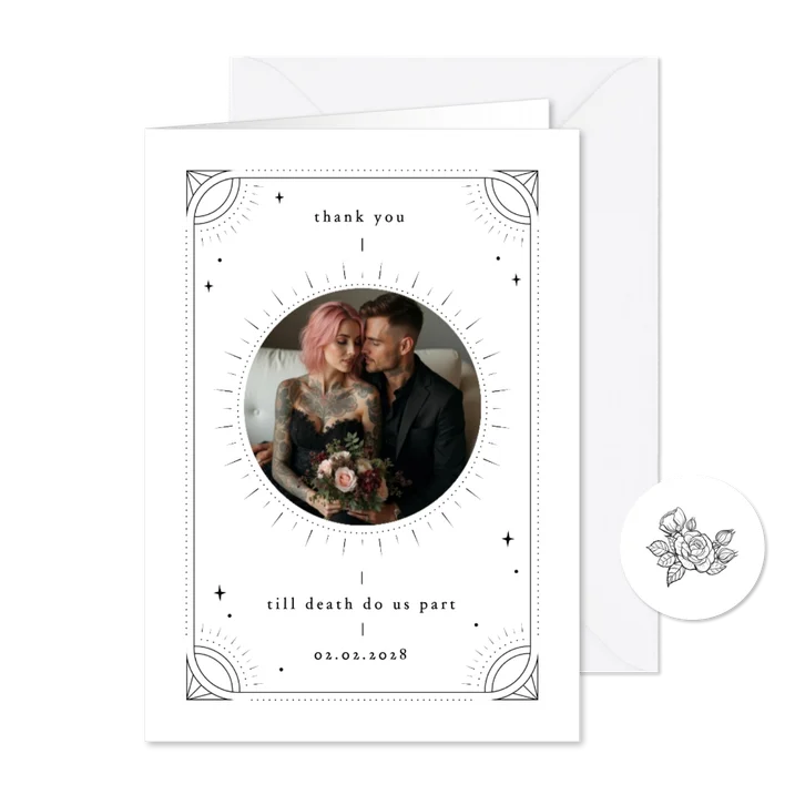 Originele bedankkaart tattoo stijl met foto