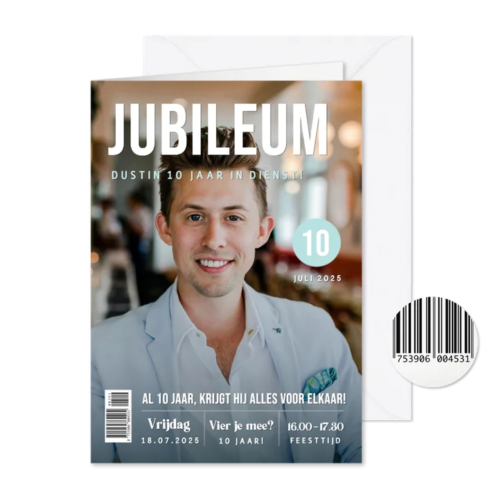 Originele magazine tijdschrift kaart jubileum medewerker 