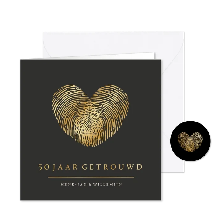 Originele uitnodiging gouden huwelijk met vingerafdrukken