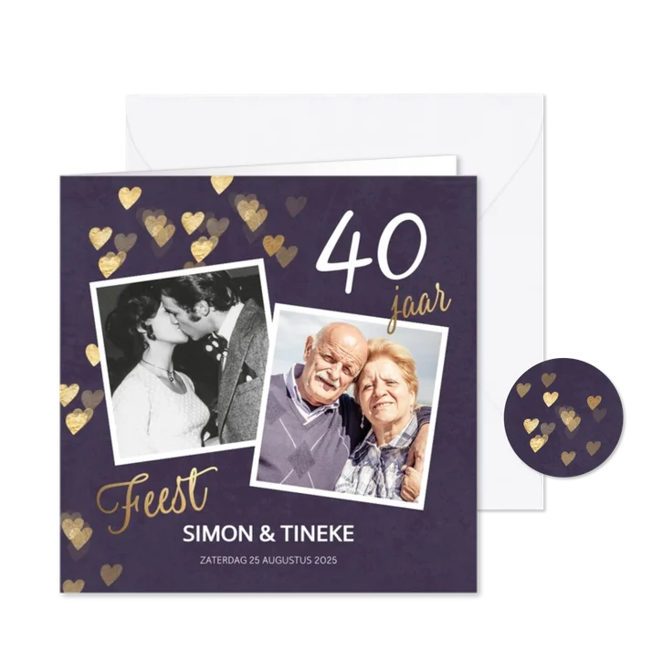 Originele uitnodiging huwelijk jubileum 40 jaar