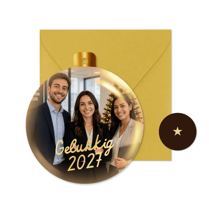Originele zakelijke kerstbal kerstkaart met foto