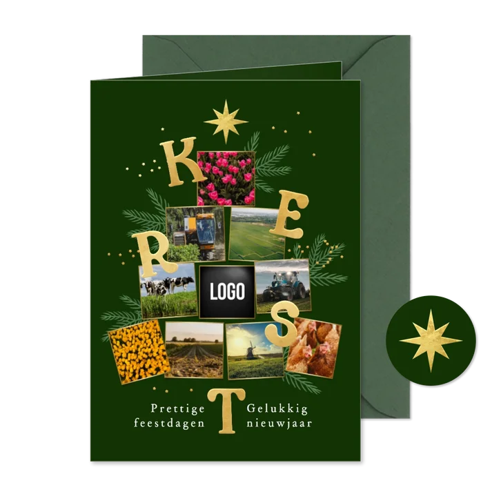 Originele zakelijke kerstkaart kerstboom fotocollage kerst
