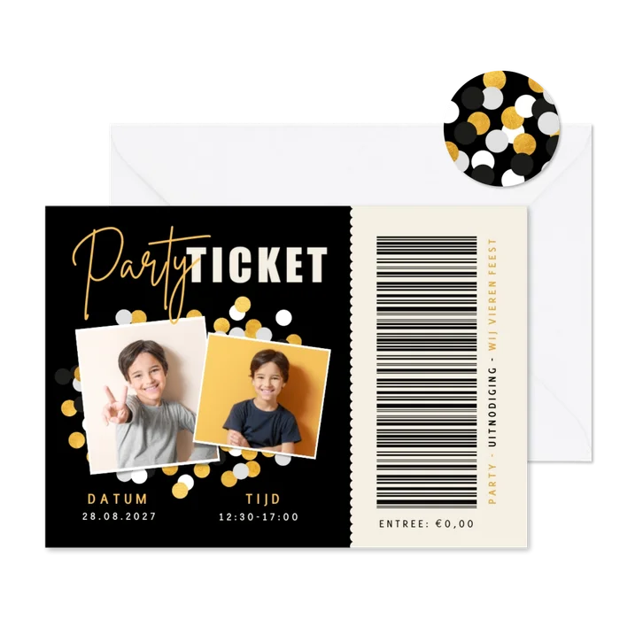 Party ticket uitnodiging kinderfeestje als een entreebewijs
