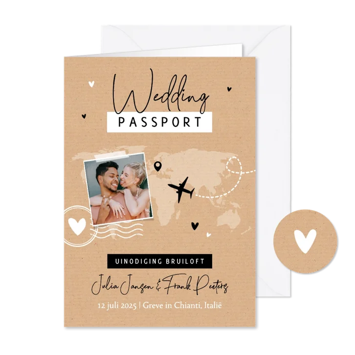 Paspoort trouwkaart kraftlook landkaart reizen foto