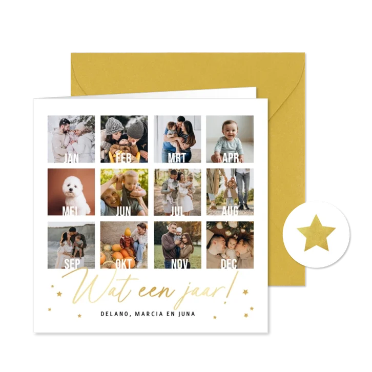 Persoonlijke fotokaart kerst nieuwjaar jaaroverzicht foto's 
