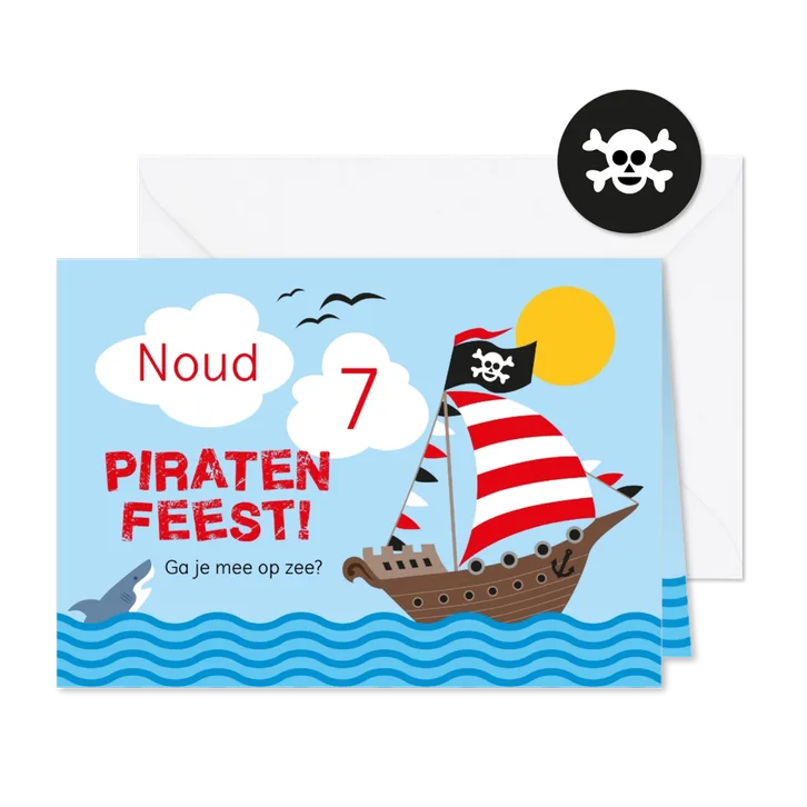 Piratenfeest uitnodiging piratenschip