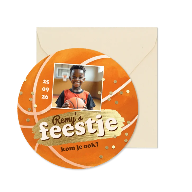 Ronde kaart kinderfeestje basketbal sport feestje 