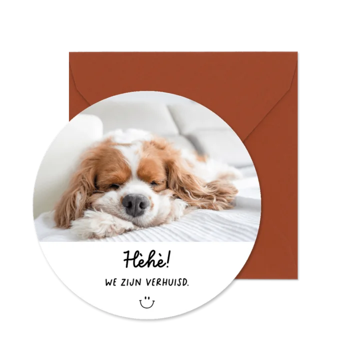Ronde verhuiskaart foto hondje