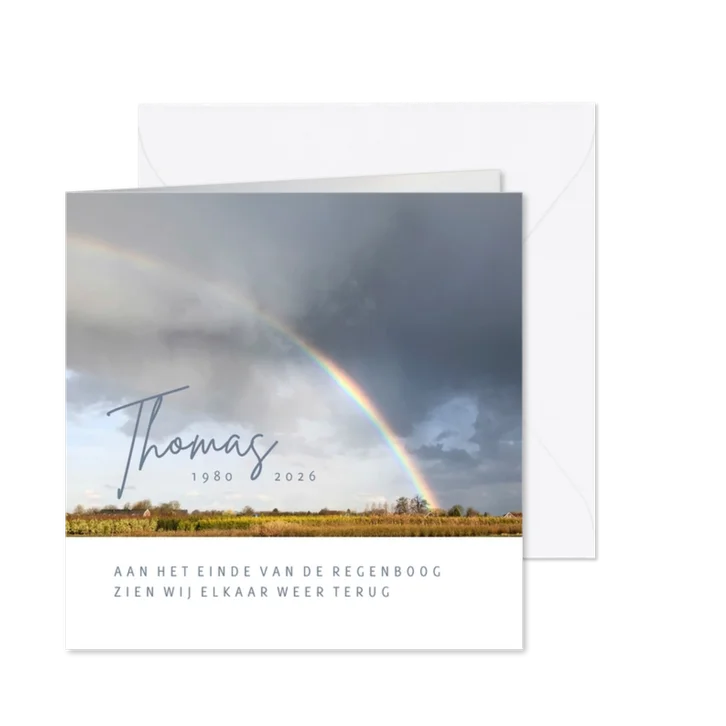 Rouwkaart aan het einde van de regenboog