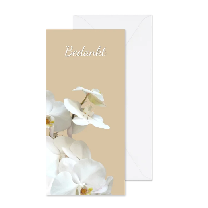 Rouwkaart bedankt hemels witte orchidee