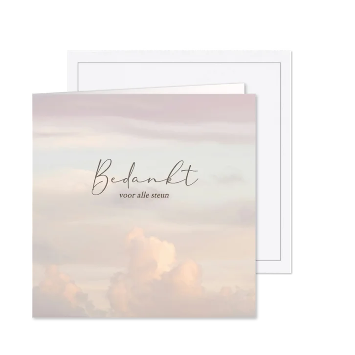Rouwkaart bedankt met wolken klassiek