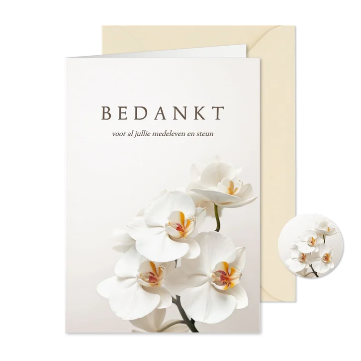 Rouwkaart bedankt orchidee bloemen klassiek stijlvol