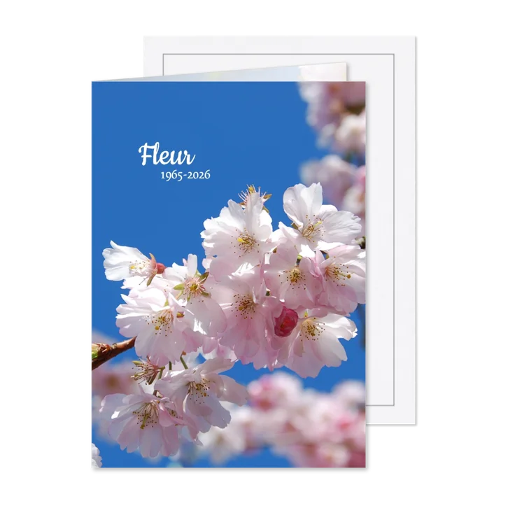 Rouwkaart bloesem tegen blauwe hemel