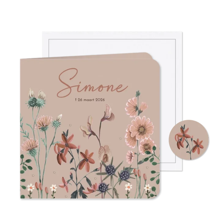 Rouwkaart botanische bloemen 