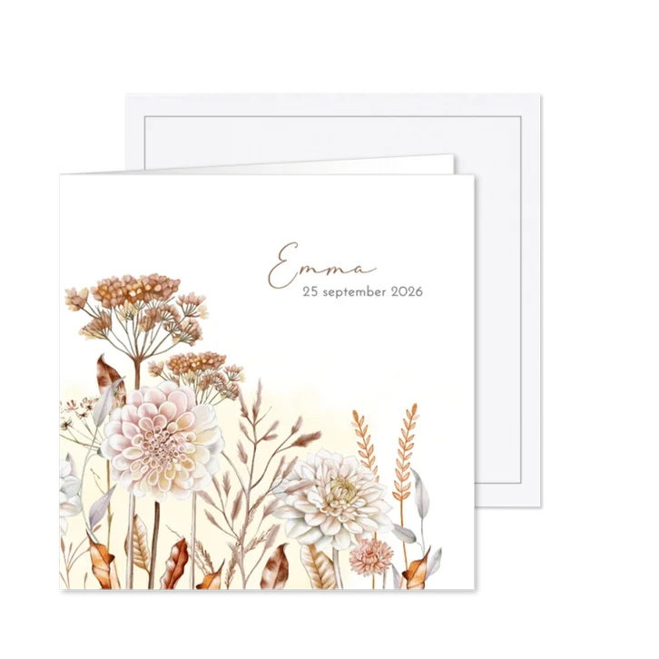 Rouwkaart droogbloemen en takken met dahlia