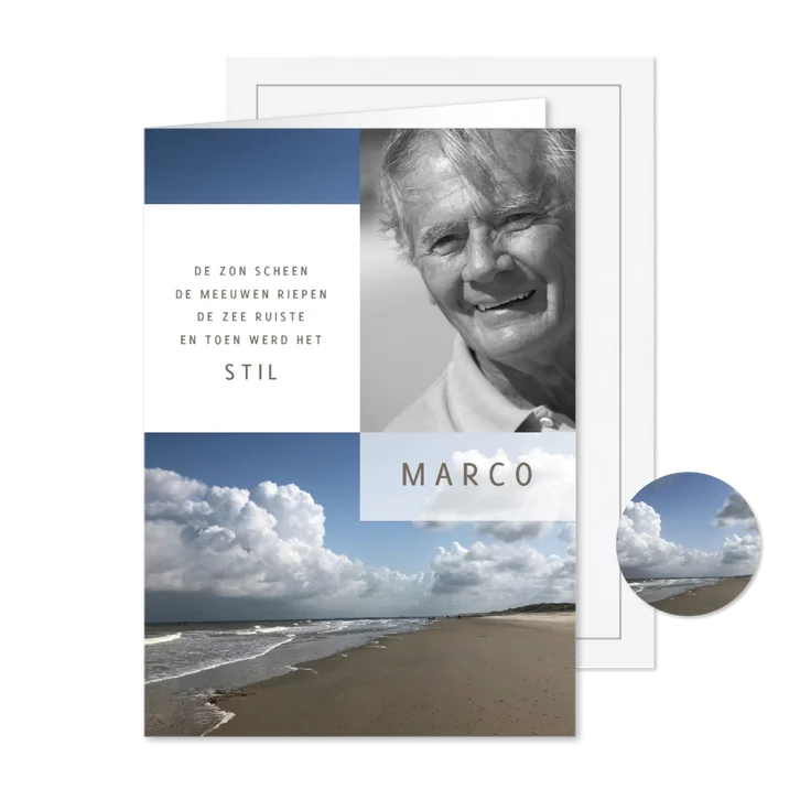 Rouwkaart En toen werd het stil - strand
