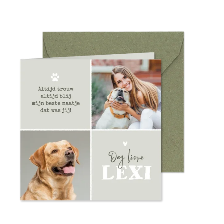 Rouwkaart huisdier foto hondenpootje lief persoonlijk