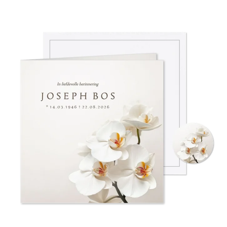Rouwkaart klassiek neutraal orchidee beige zand