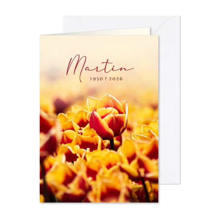 Rouwkaart man met tulpenveld 
