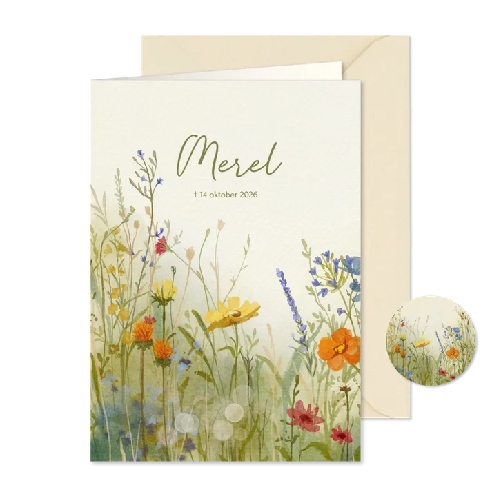 Rouwkaart sfeervolle veldbloemen