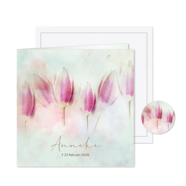 Rouwkaart tulpen zacht pastel
