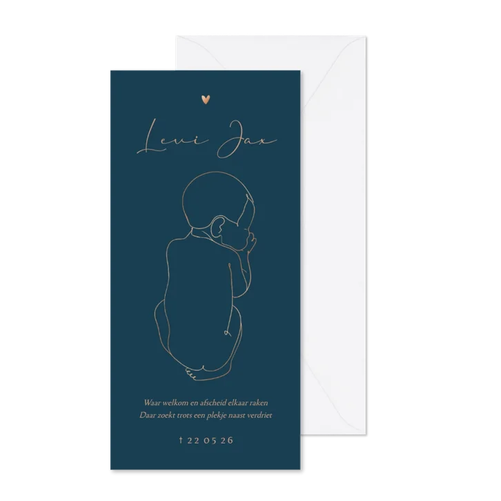 Rouwkaartje lijntekening van baby aanpasbaar
