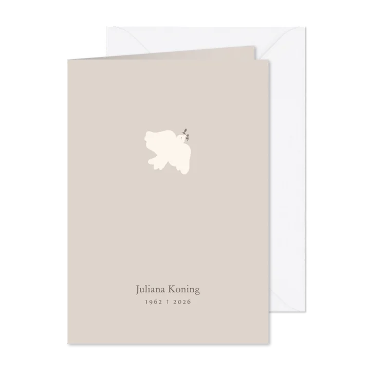 Rouwkaartje zacht beige met vredesduifje