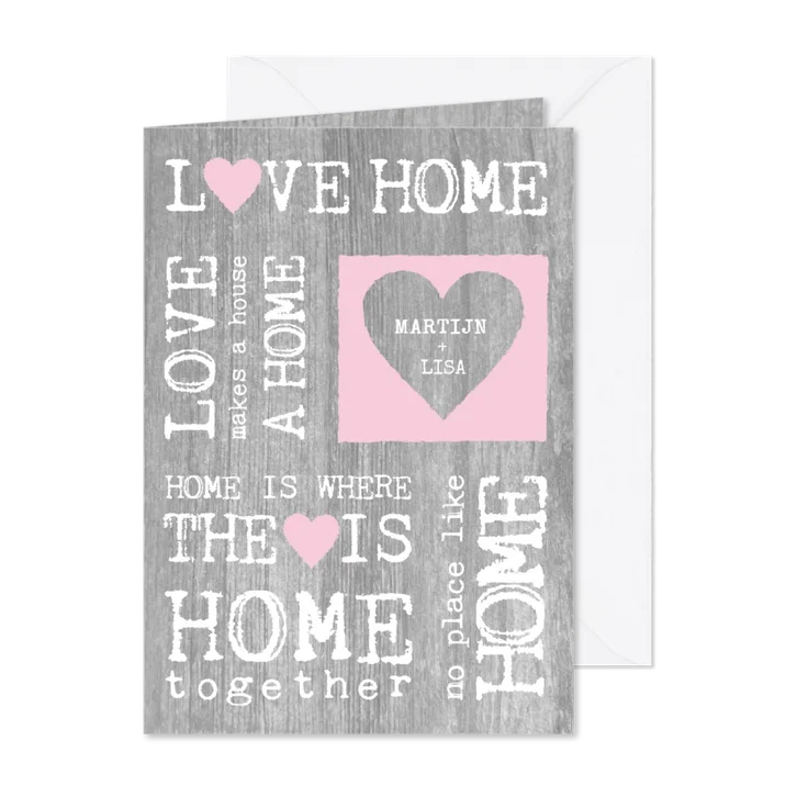 Samenwonen hout tekst hart