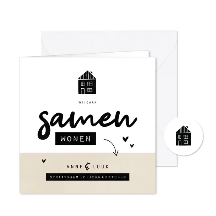 Samenwonen kaart kraft huisje met hartjes